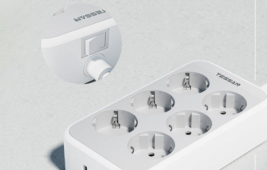 Buy Tessan TS-PS02DE00 Power Strip White from Vmart in Pakistan