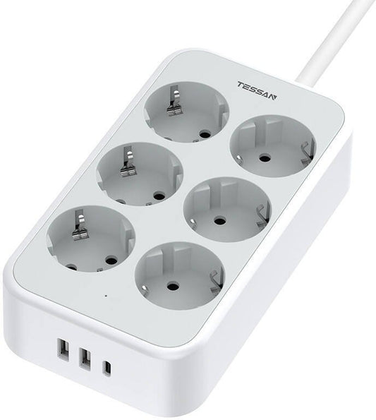 Buy Tessan TS-PS02DE00 Power Strip White from Vmart in Pakistan