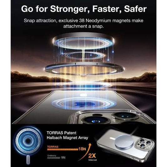 Torras Diamond Series Magsafe Compatible Phone Case for iPhone 15 Pro Max Clear