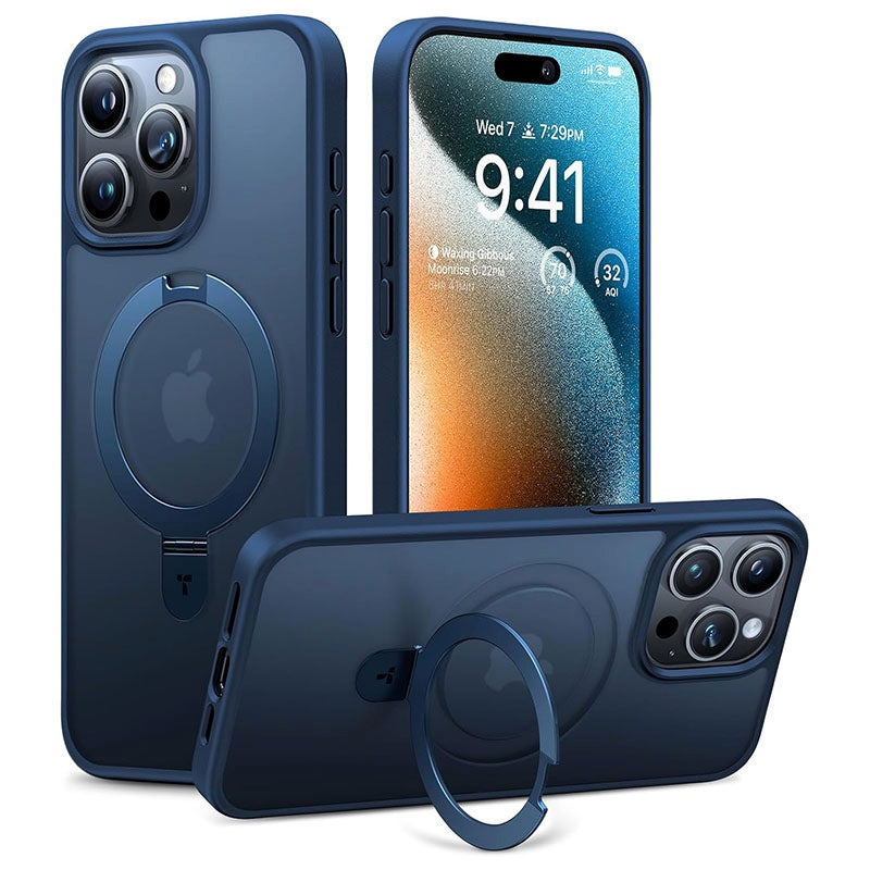 Buy Torras UPro Ostand Matte Series Magsafe Compatible Phone Case for iPhone 15 Pro Navy Blue from Vmart in Pakistan