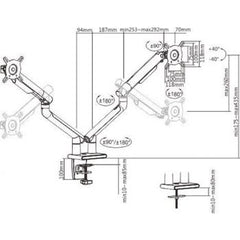 Twisted Minds Dual Monitors Premium Slim Aluminum Spring-Assisted Monitor Arms - White