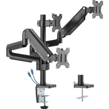 Twisted Minds PremiumTriple Monitors Aluminum Pole Mounted Gas Spring Monitor Arm With USB Port