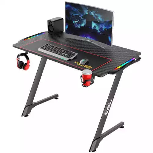 Twisted Minds Z Shaped Gaming Desk Carbon Fiber Texture