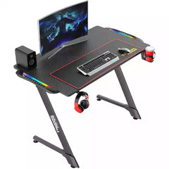 Twisted Minds Z Shaped Gaming Desk Carbon Fiber Texture