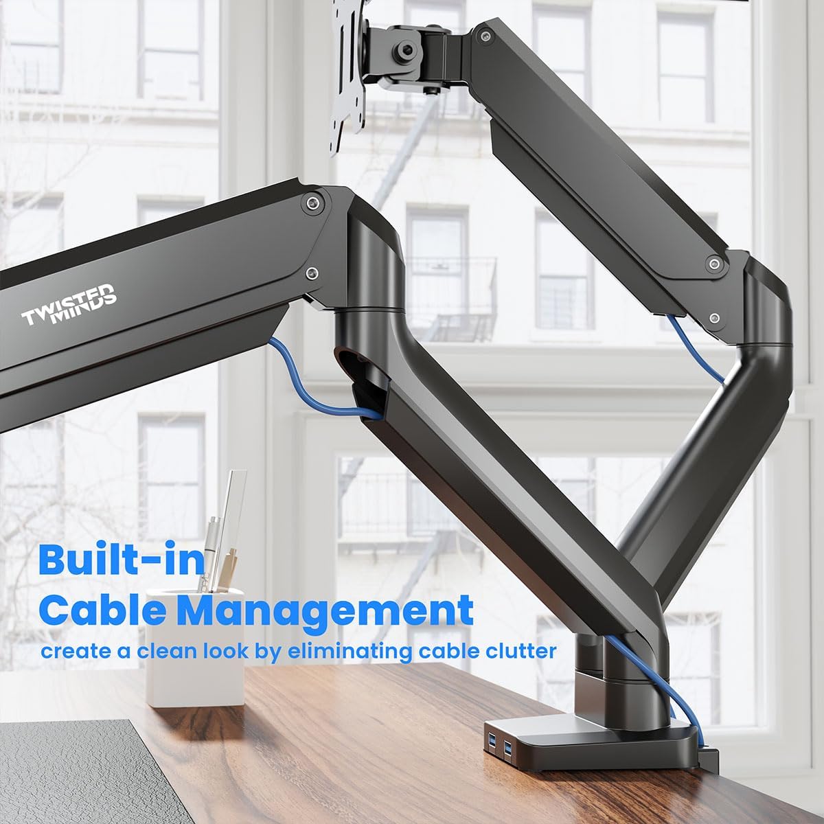 Buy Twisted Minds Premium Dual Monitor Aluminum Gas Spring Pole Mounted Monitor Arm from Vmart in Pakistan