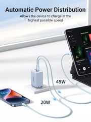 Buy Ugreen 10334 Nexode 65W USB C GaN 3 Ports Wall Charger US Plug Black from Vmart in Pakistan