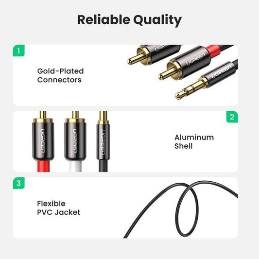 Buy Ugreen 10590 3.5mm to 2RCA Audio Splitter Cable 3m from Vmart in Pakistan