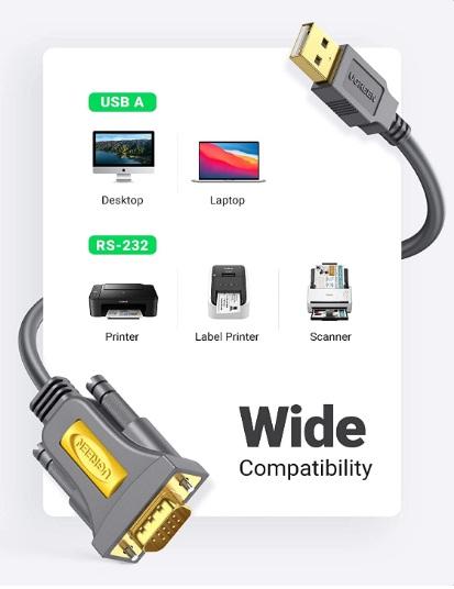 Ugreen 20222 USB to DB9 RS232 Adapter Serial Cable 2m