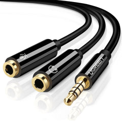 Ugreen 30620 Headphone Splitter Cable with Mic - Black