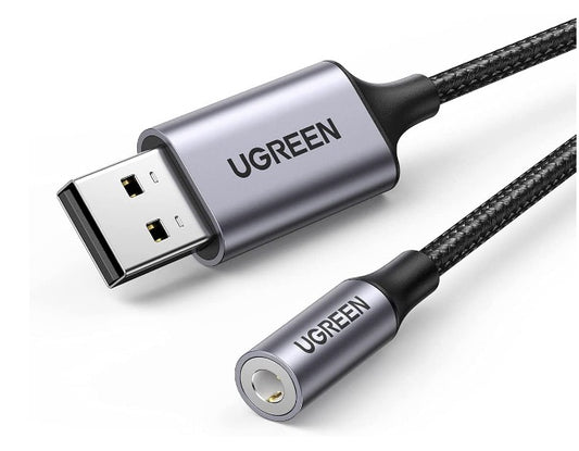 Buy Ugreen 30757 USB 2.0 to 3.5mm Audio Adapter Aluminum Alloy 25cm - Dark Gray from Vmart in Pakistan