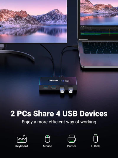 Buy Ugreen 30768 USB 3.0 4-Port Switch With 2 Pack USB Male Cable from Vmart in Pakistan