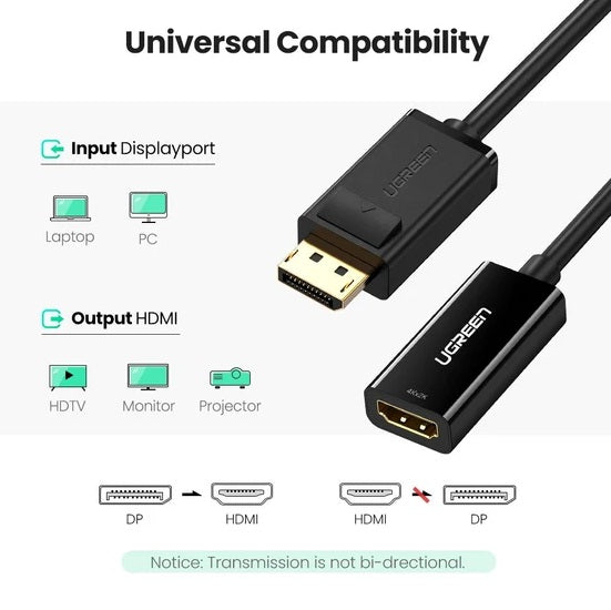 Ugreen 40363 DP to 4K HDMI Converter with Audio