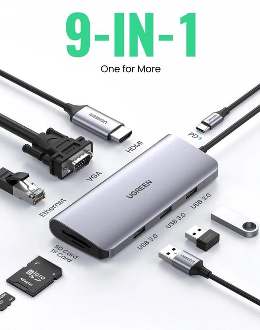 Buy Ugreen 40873 9-in-1 HDMI Ethernet USB C Hub from Vmart in Pakistan