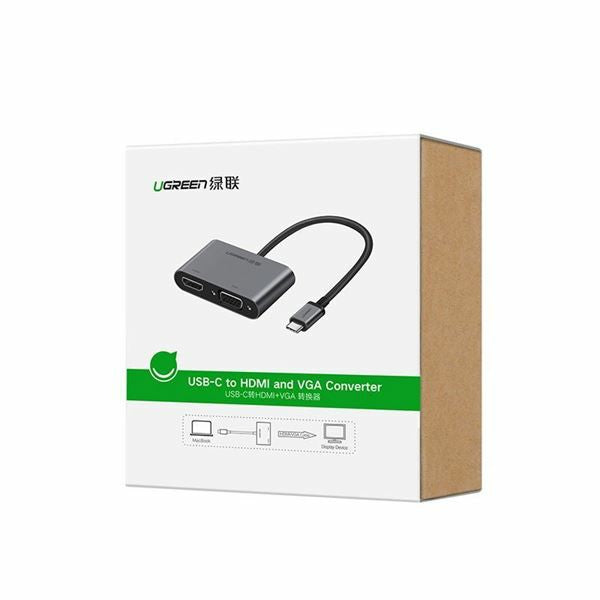 Ugreen 50505 Type-C Male to HDMI &amp; VGA Female Converter - Gray