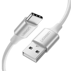 Ugreen 60133 USB-A 2.0 to USB-C Cable Nickel Plating Aluminum Braid 2m - White