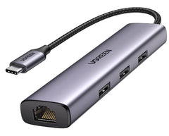 Ugreen 60600 USB C to 3 Port USB 3.0 Hub with Gigabit Ethernet