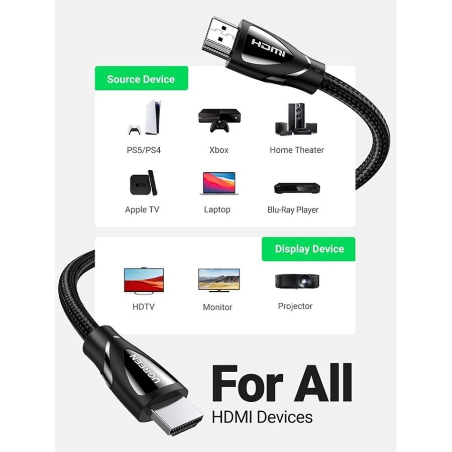 Ugreen 60633 2.1 HDMI 8K 60hz 48Gpbs Male to Male Braided Cable - 10m