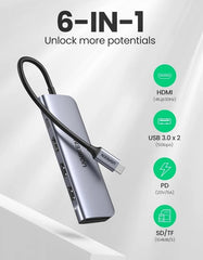 Ugreen 70411 6-in-1 USB C PD Adapter with 4K HDMI Hub