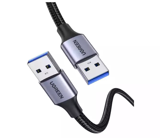 Ugreen 80789 USB-A Male to USB-A Male USB 3.0 Aluminium Case Braided Cable 0.5m Black