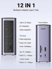 Ugreen 90325 USB C Triple Display Docking Station (12-in-1)