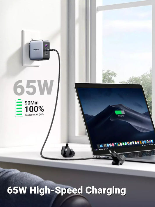 Buy Ugreen 90409 65W Nexode GaN USB C 3-Port Charger With US/UK/EU Plug for Travel from Vmart in Pakistan