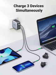 Buy Ugreen 90409 65W Nexode GaN USB C 3-Port Charger With US/UK/EU Plug for Travel from Vmart in Pakistan