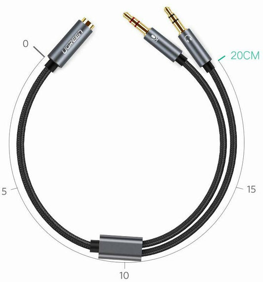 Buy Ugreen 3.5mm Female to 2 Male Mic Splitter - Black from Vmart in Pakistan