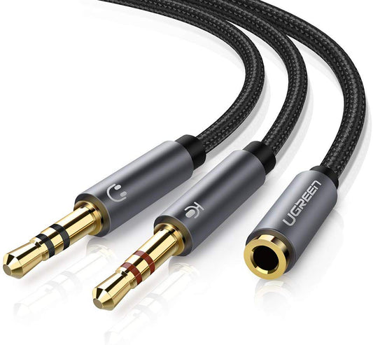 Buy Ugreen 3.5mm Female to 2 Male Mic Splitter - Black from Vmart in Pakistan
