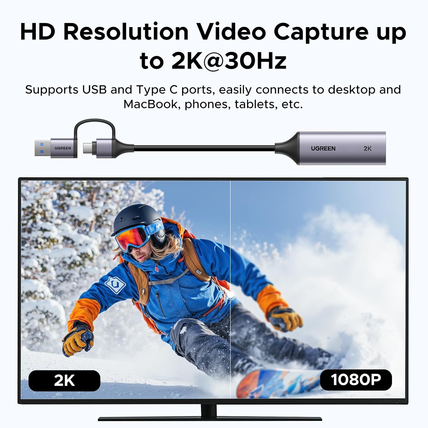 Buy Ugreen 15389 2K@30Hz 1080P 60FPS Video Capture Card 4K Input HDMI to USB 3.0 from Vmart in Pakistan