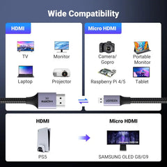Buy Ugreen 15517 8K Micro HDMI to HDMI Cable 2m Vmart in Pakistan