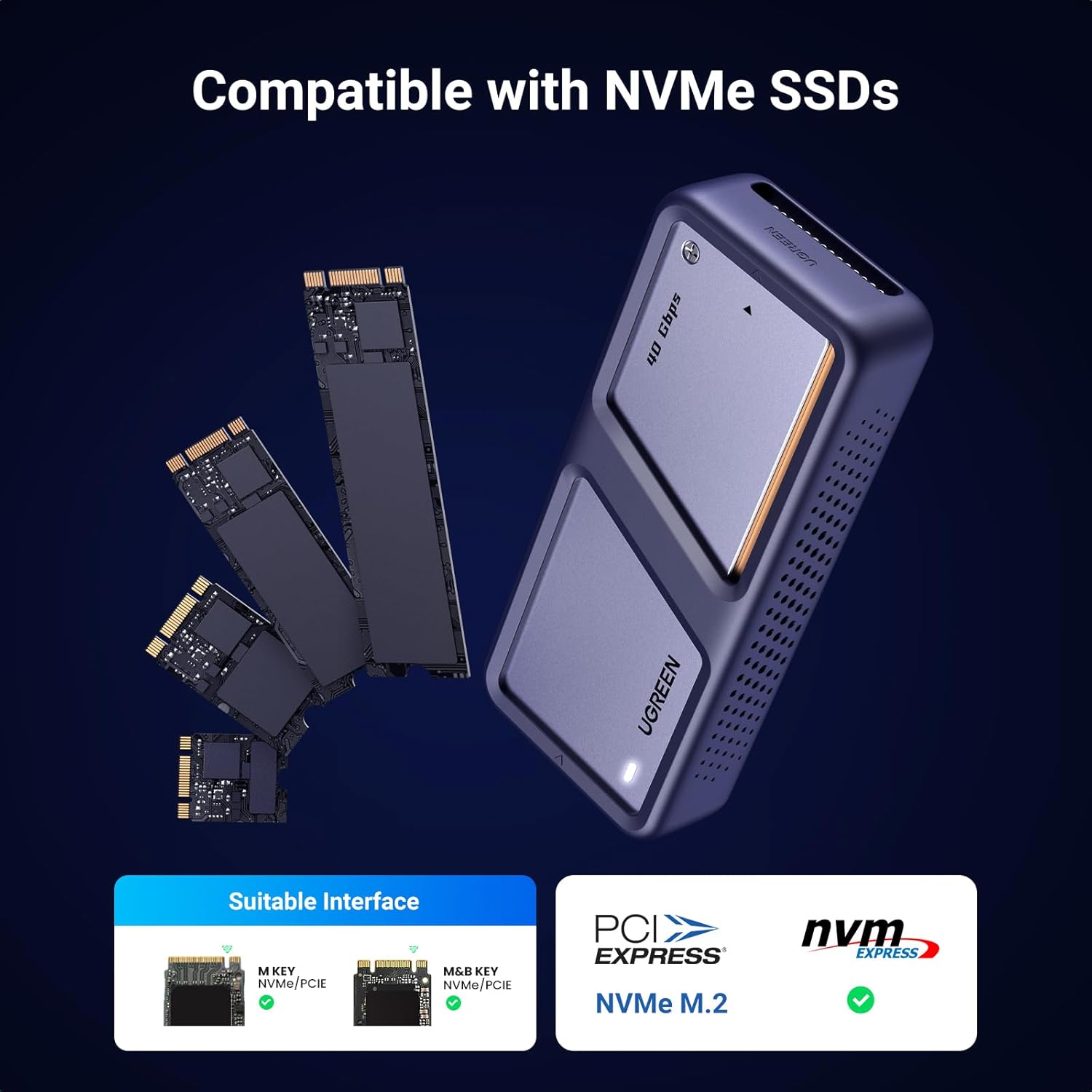 Buy Ugreen 15976 40Gbps M.2 NVMe Enclosure with Cooling Fan Vmart in Pakistan