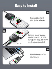 Buy Ugreen 20231 SATA to USB 3.0 Adapter Cable for 3.5 2.5" SSD/HDD from Vmart in Pakistan