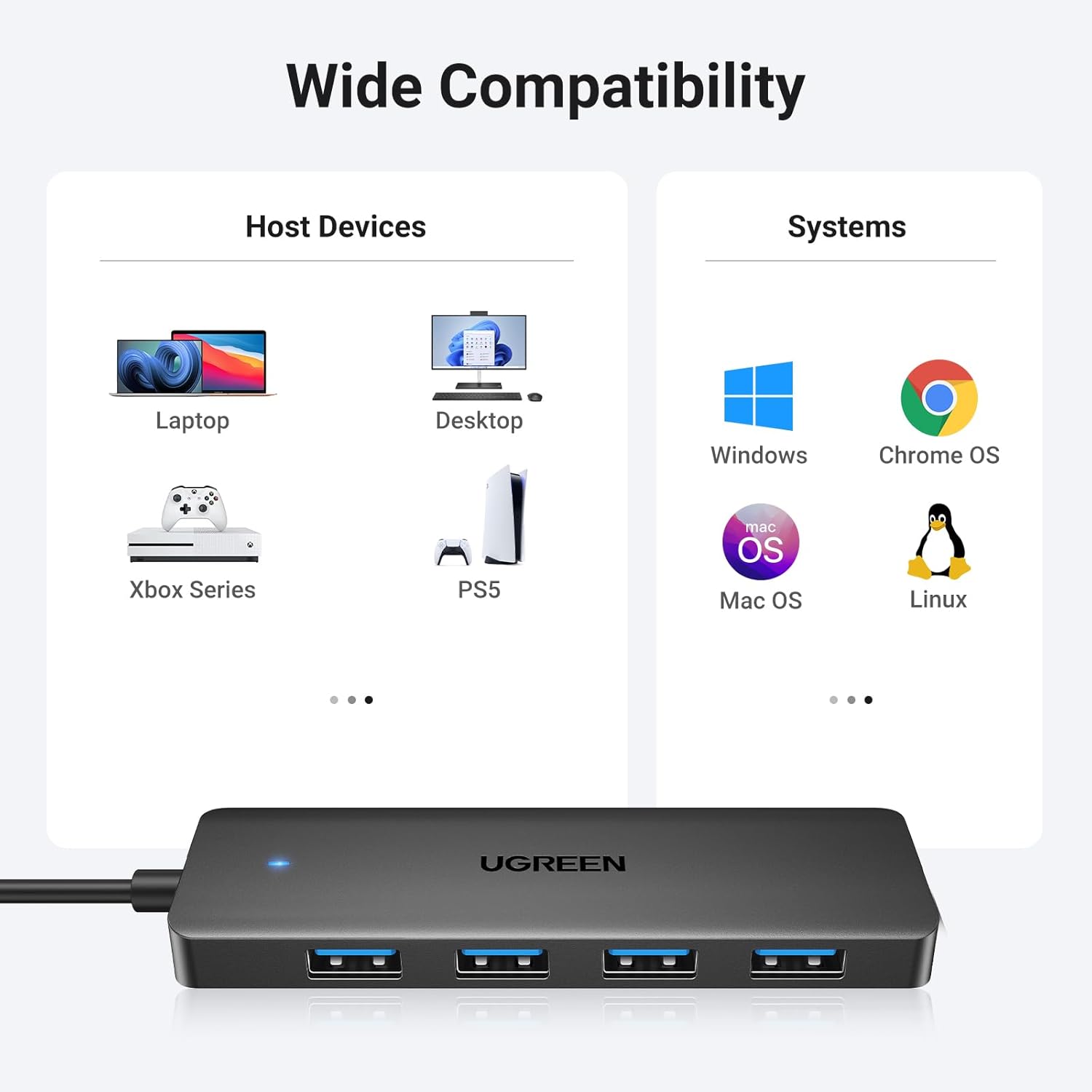 Buy Ugreen 25946 4 Ports USB A 3.0 Hub Black 0.6m from Vmart in Pakistan