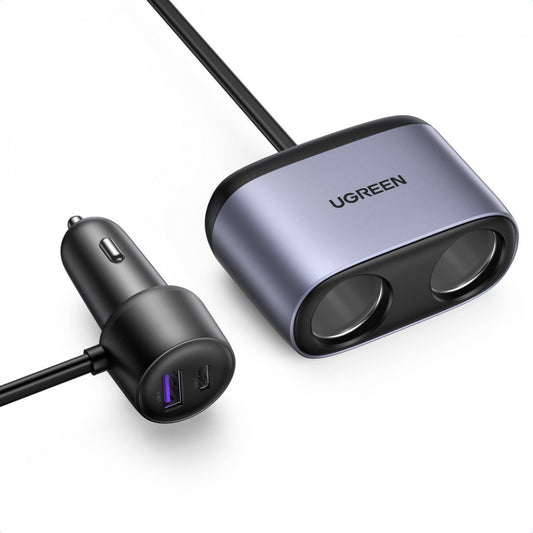 Buy Ugreen 30886 With 2 Extended Sockets USB A + USB Type C Car Charger from Vmart in Pakistan
