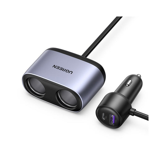 Buy Ugreen 30886 With 2 Extended Sockets USB A + USB Type C Car Charger from Vmart in Pakistan