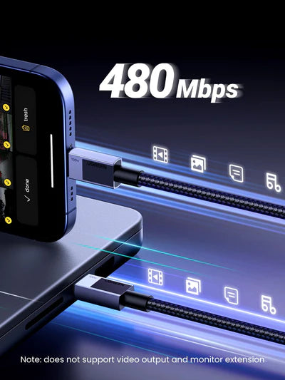 Buy Ugreen 45064 100W Type-C to Type-C PD Fast Charging Nylon Braided Cable 2m from Vmart in Pakistan