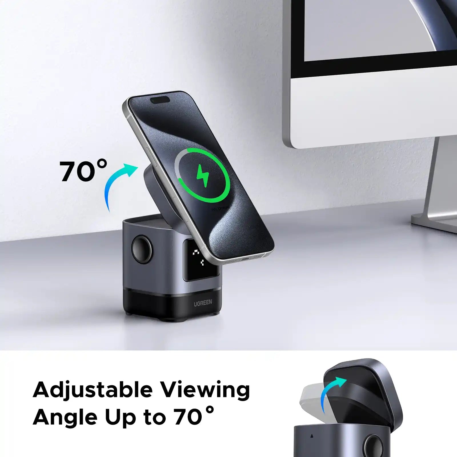 Buy Ugreen 45775 2-in-1 UNO Series Qi2 Magnetic Station Wireless Charger from Vmart in Pakistan