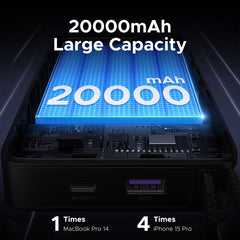 Buy Ugreen 55996 20000mAh 67W Power Bank with Built-in Type C Cable Vmart in Pakistan