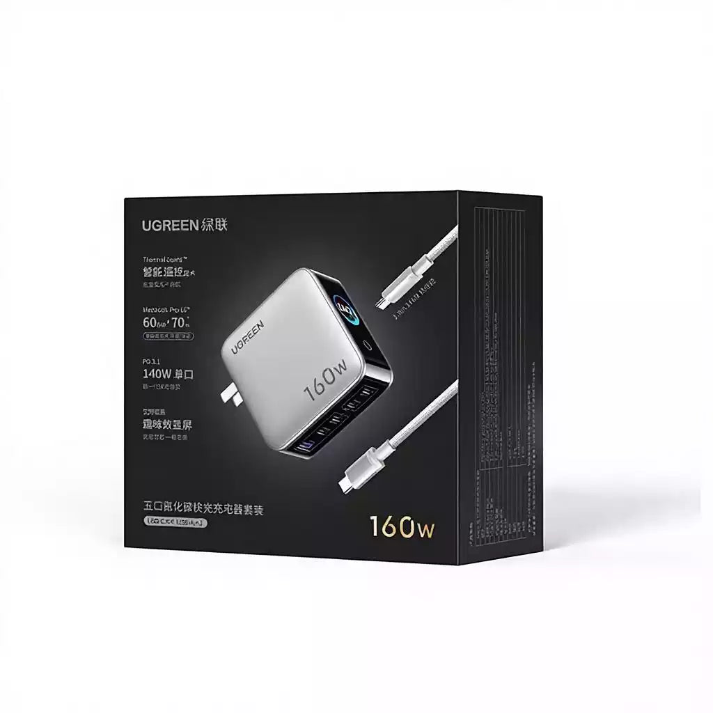 Buy Ugreen 65635 160W Digital Display Wall Charger With Cable (4 Type C + 1 USB) Vmart in Pakistan