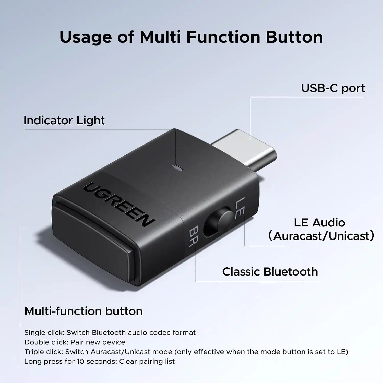 Buy Ugreen 65708 USB-C Bluetooth Adapter for PS5 / PC with LE Audio aptX Adaptive from Vmart in Pakistan