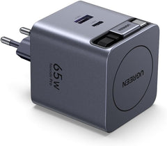 Ugreen 65825 Fast Charger 2-Port 65W GaN Retractable Cable