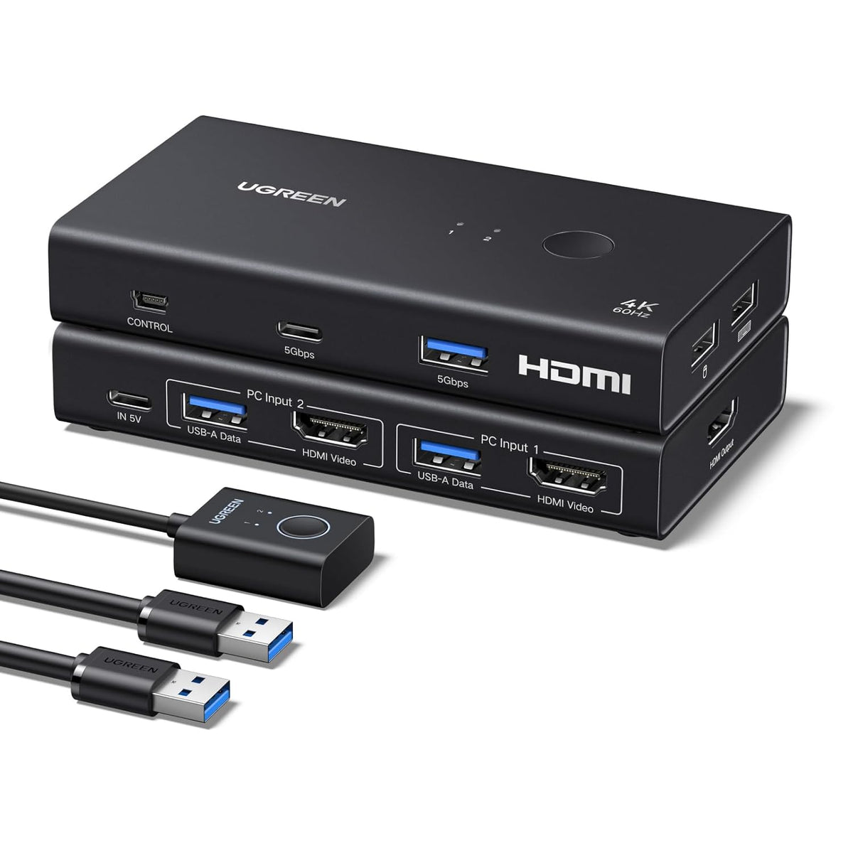 Buy Ugreen 75246 HDMI KVM Switch 1 Monitor 2 Computers 4 USB 3.0 Ports 4K@60Hz from Vmart in Pakistan