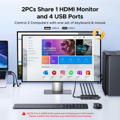 Buy Ugreen 75246 HDMI KVM Switch 1 Monitor 2 Computers 4 USB 3.0 Ports 4K@60Hz from Vmart in Pakistan