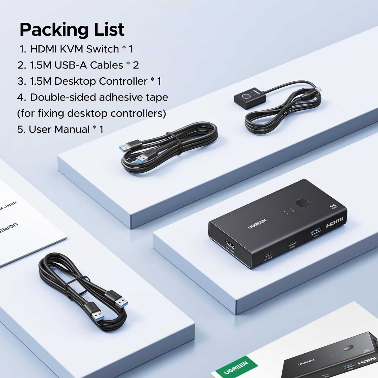 Buy Ugreen 75246 HDMI KVM Switch 1 Monitor 2 Computers 4 USB 3.0 Ports 4K@60Hz from Vmart in Pakistan