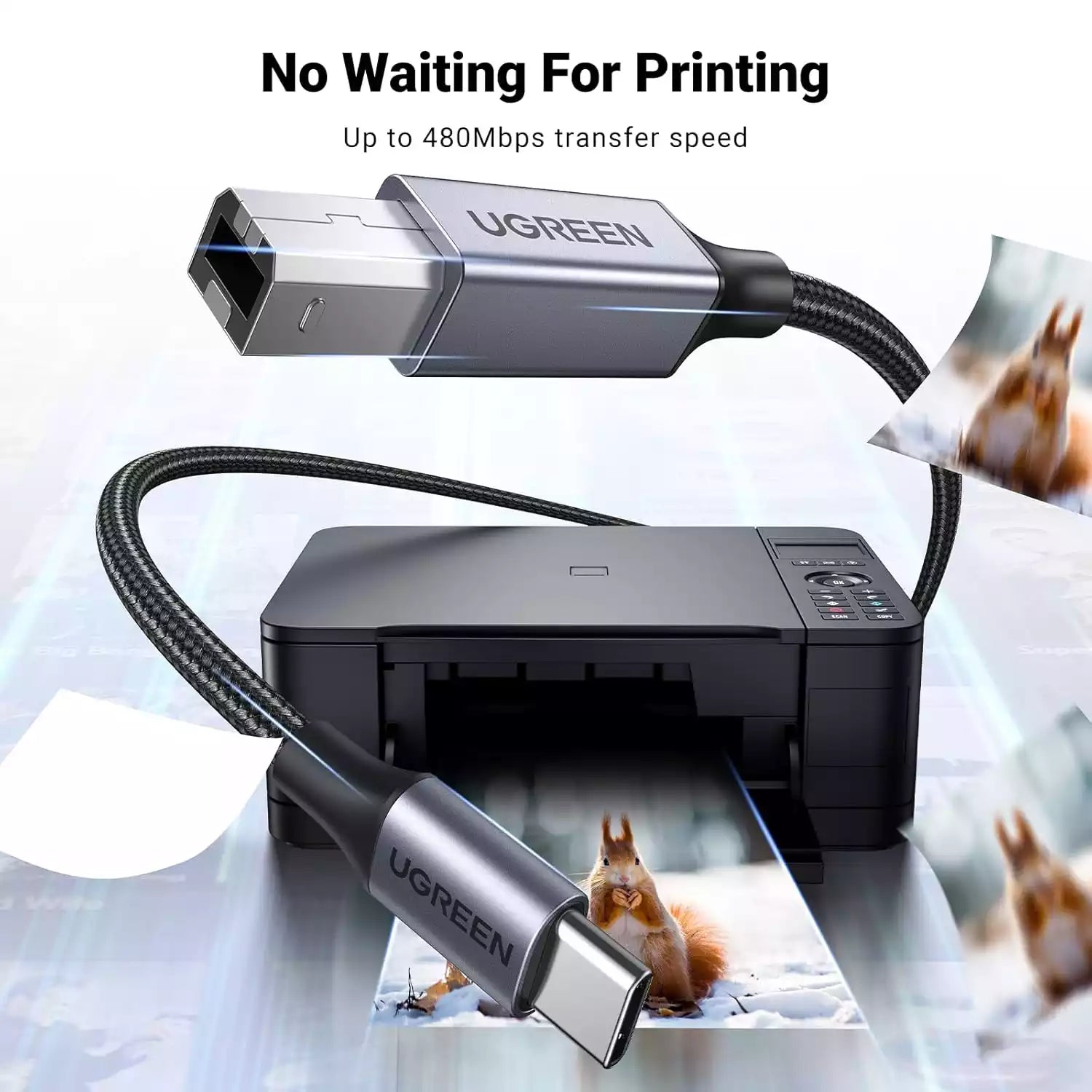 Buy Ugreen 80807 USB B to USB C Printer Cable 2m from Vmart in Pakistan