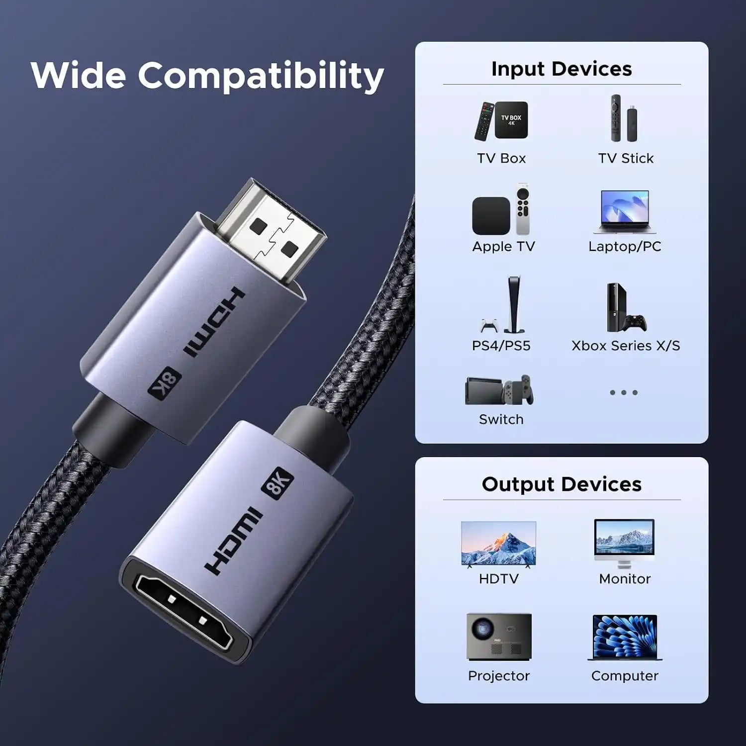 Buy Ugreen 95927 8K@60Hz HDMI 2.1 Male to Female Extension Cable 2m from Vmart in Pakistan