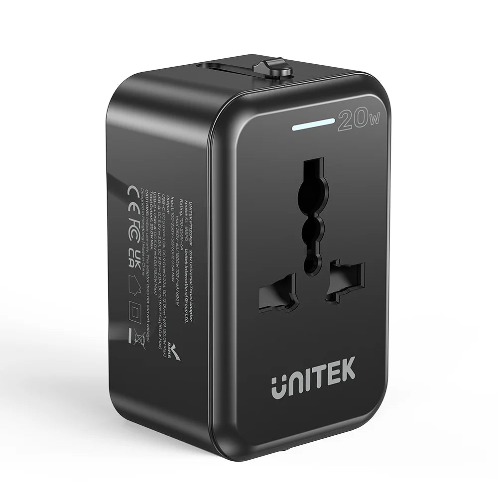 Unitek P1120ABK01 20W Universal Travel Adapter