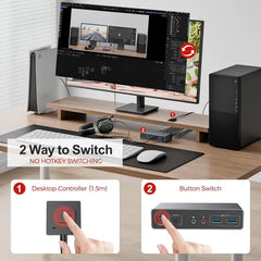 Buy Unitek AR-V1311 KVM Switch 2 Monitors 2 Computers 4K@60Hz HDMI & DisplayPort Dual Monitor from Vmart in Pakistan