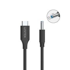 Unitek C14117BK 65W USB C to DC Charging Cable DC Jack 4.5 x 3.0 mm for HP Laptops 1.8m