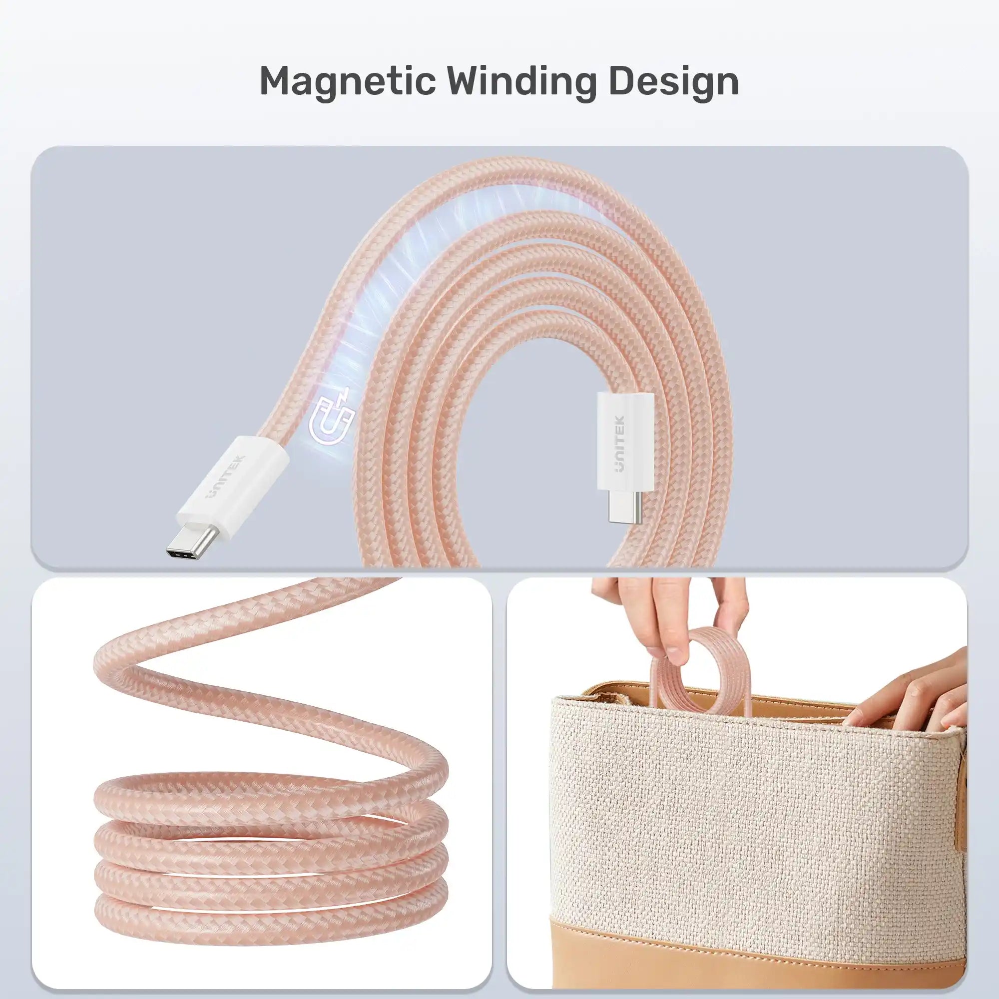 Buy Unitek C14141AWH01 100W Magnetic USB-C Cable Cream Latte 1m Vmart in Pakistan